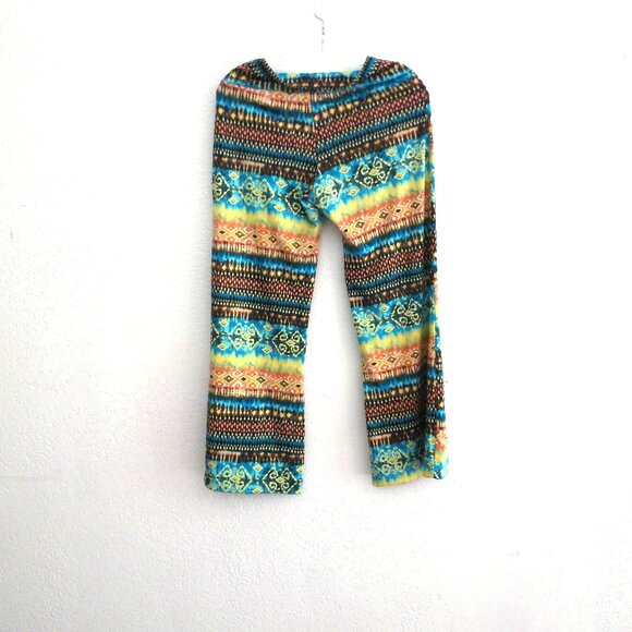 Love Crazy, Yellow/blue/orange abstract flare pants - Picture 6 of 7